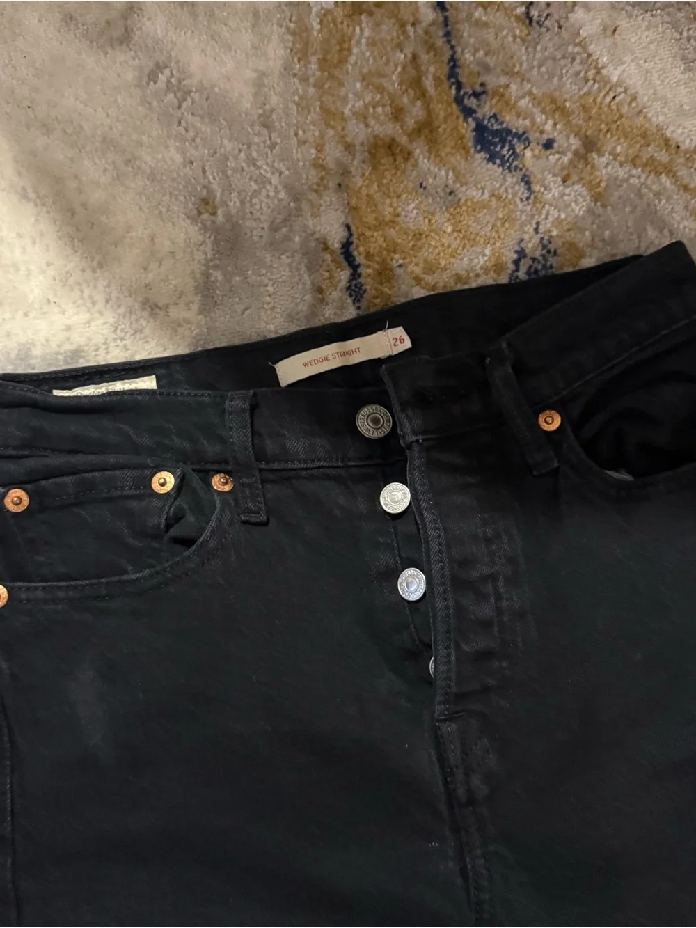 Levi’s wedgie high waist straight jeans 26 x 28 black - Picture 3 of 4